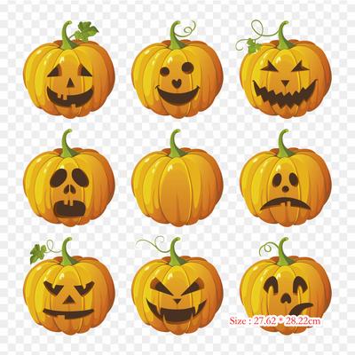Funny Jack O Lantern Faces Jack O' Lantern Pumpkin Iron On Heat Transfer Printing Vinyl Patches Sticker for Clothes DIY Appliques Washable Patches
