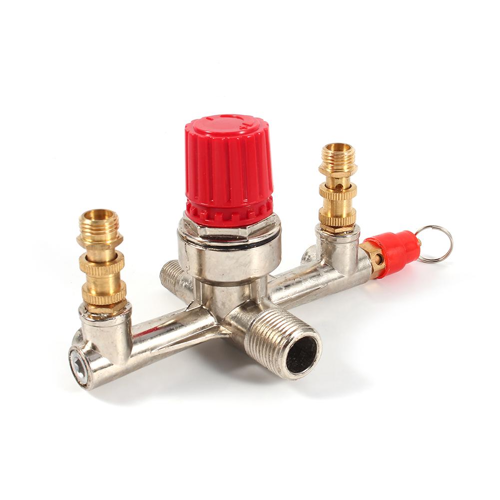 Double Outlet Tube Alloy Air Compressor Switch Pressure Regulator Valve Fit Part