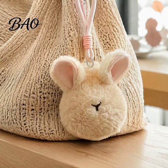 Plush Keychain Animal Keychain, Soft Stuffed Pendant with Braided Cord, Round Cute Decorative Hanging Charm Bunny Sheep for Backpack, Mini Doll