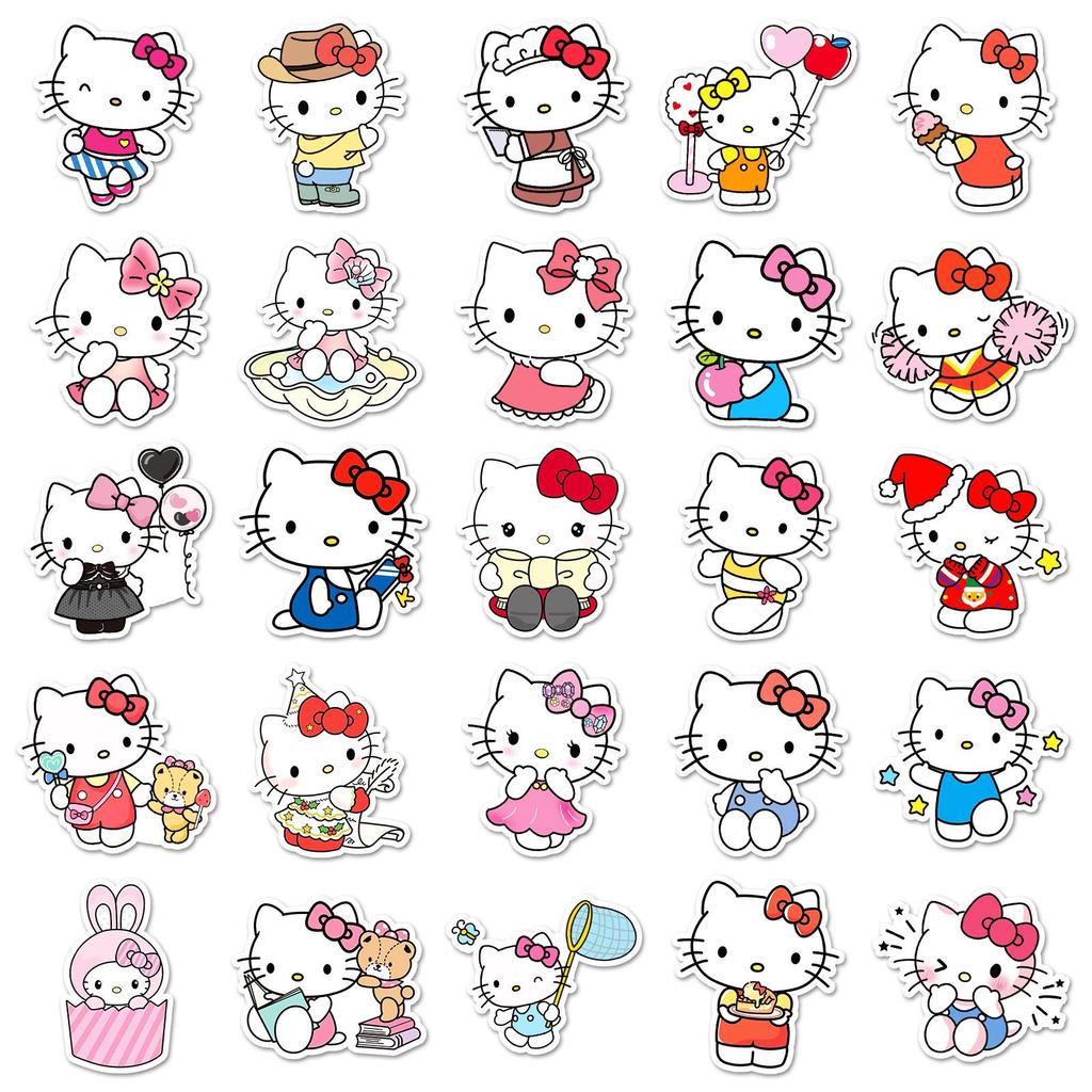 50 Hello Kitty Stickers - Sanrio Japanese Anime for Notebooks, Water Bottles, Planners