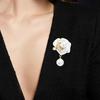 Elegant White Camellia Flower Brooches Pins For Women Beautiful Flower Plant Dressing Clothes Corsage Jewelry Accessories