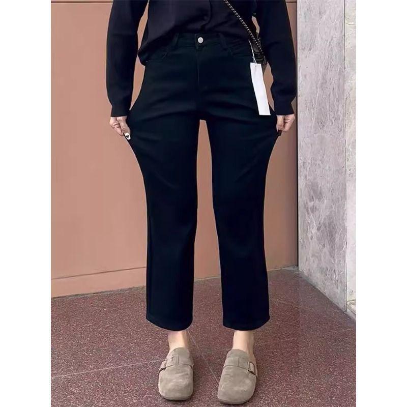 Women's Black High-Waist Slim Fit Stretch Denim Jeans - Petite, Plus Size, Spring/Autumn 2026