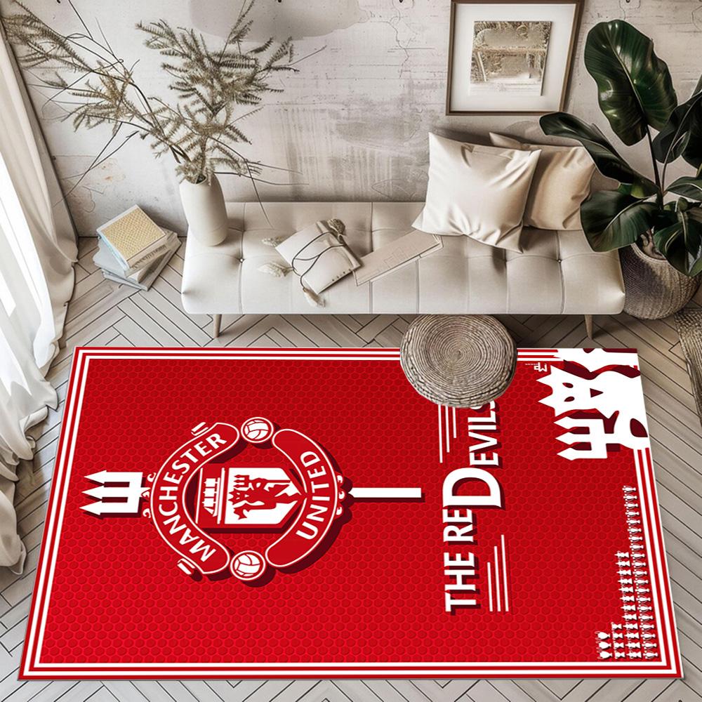 Manchester Logo Square rugs are a great choice for living rooms, bedrooms, home décor, and as gifts.