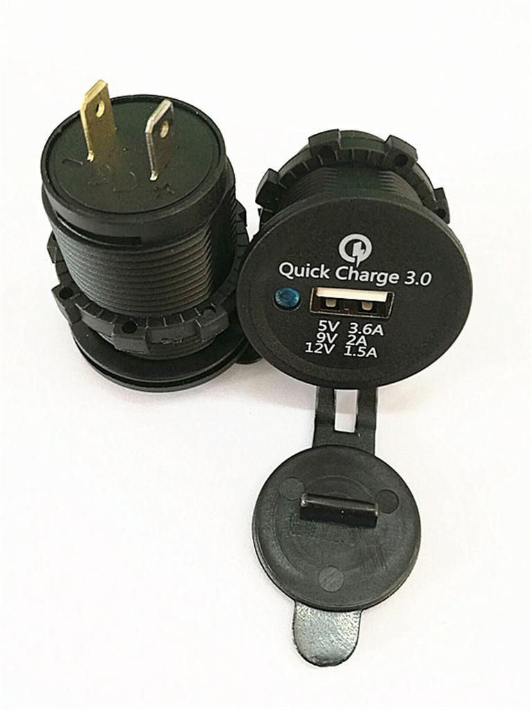 1Set 3.6A USB Motorcycle Quick Charge 3.0 Car Charger Adapter 12V-24V Black
