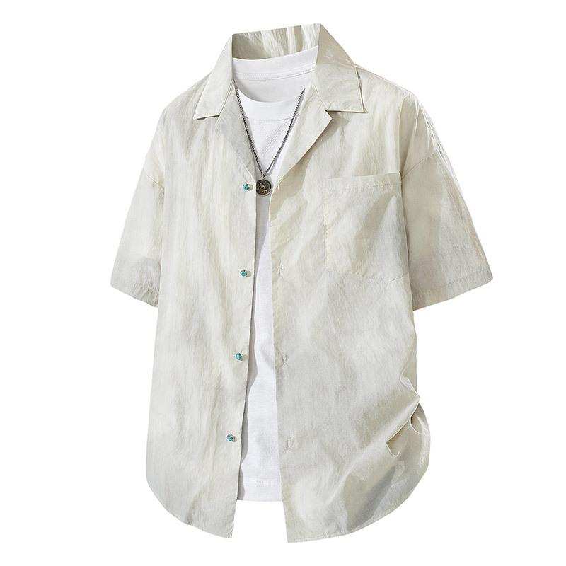 

Летняя рубашка с коротким рукавом для пар 8XL с солнцезащитным кремом и защитой от ультрафиолета M абрикосовый