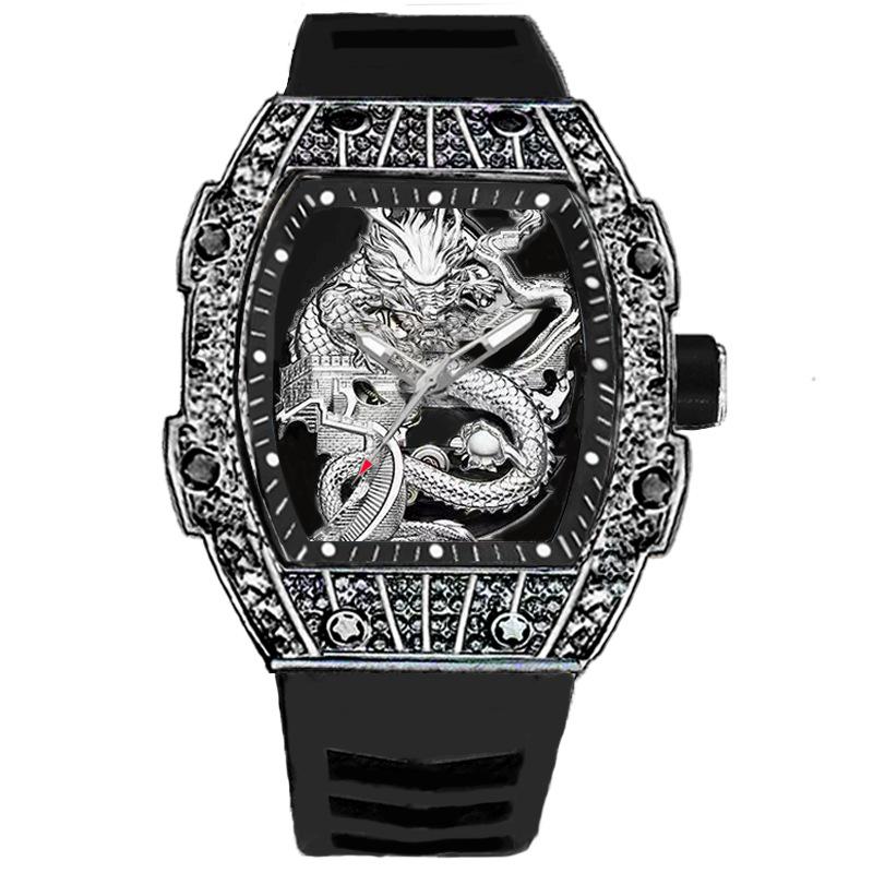 Casual Fashion High-End Hollow Automatic Quartz Luminous Waterproof Wine Barrel-Shaped Men S Watch Great Wall Naked watch