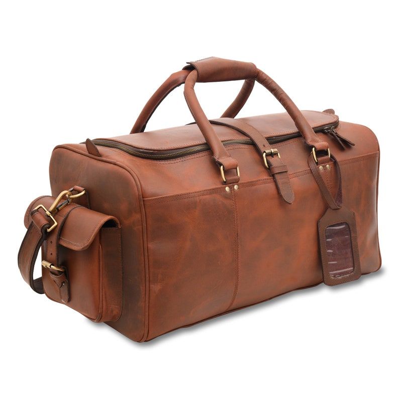 Leather Duffle Bag: Handmade Weekender Travel Bag