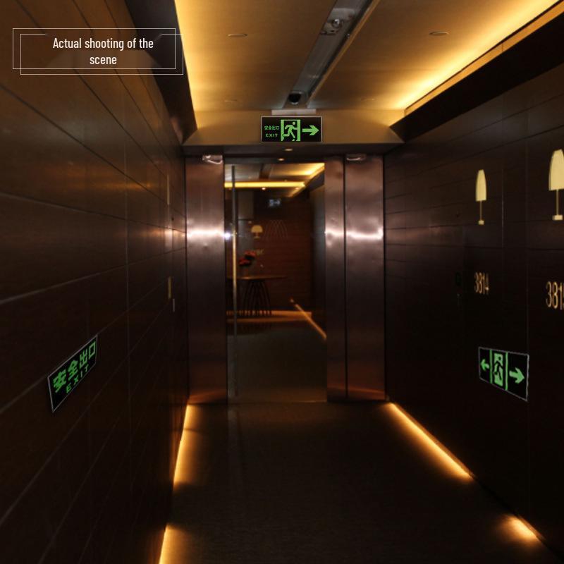 Glow-in-the-Dark Fire Exit Safety Sticker - No Electricity Needed for Stairwell Evacuation