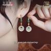 Sterling Silver Jade Earrings: Ancient-Inspired Women's Qipao Accessories with Peace Lock Design