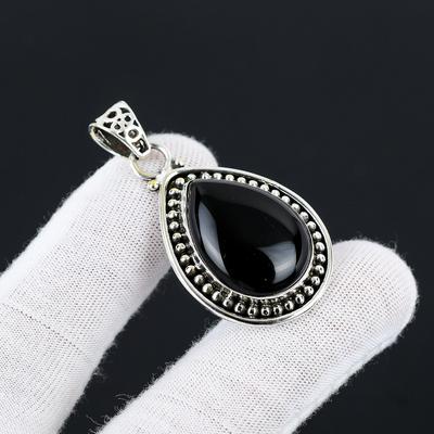 Black Onyx Gemstone Handmade 925 Sterling Silver Jewelry Pendant Natural Black Onyx Stone Black Onyx Gemstone Pendant For Gifts