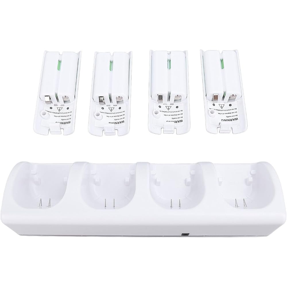 4 In 1 Charging Station for Wii Remote, Charger Dock with 4 2800mAh Rechargeable Battery Packs an...