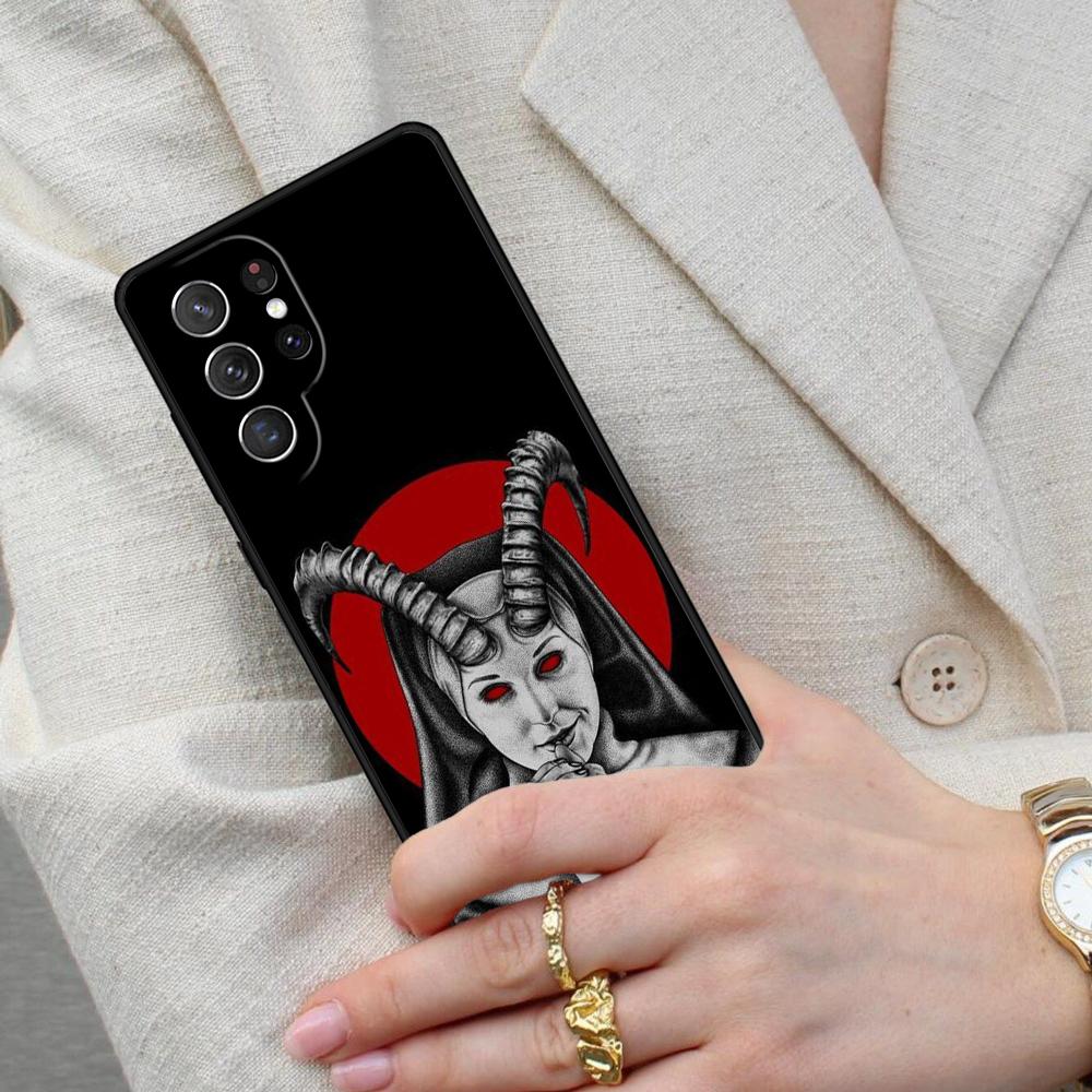 Satan Satanic Nun Cell Phone Case for Samsung Galaxy S26 Ultra S25 S24 S23 S22 S21 S20 Note10 Cover