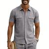 Cotton Linen Shirt Men Pocket Casual Beach Short Sleeve Solid Color Male Tops T-shirts Vintage Streetwear Comfort Casual Shirts