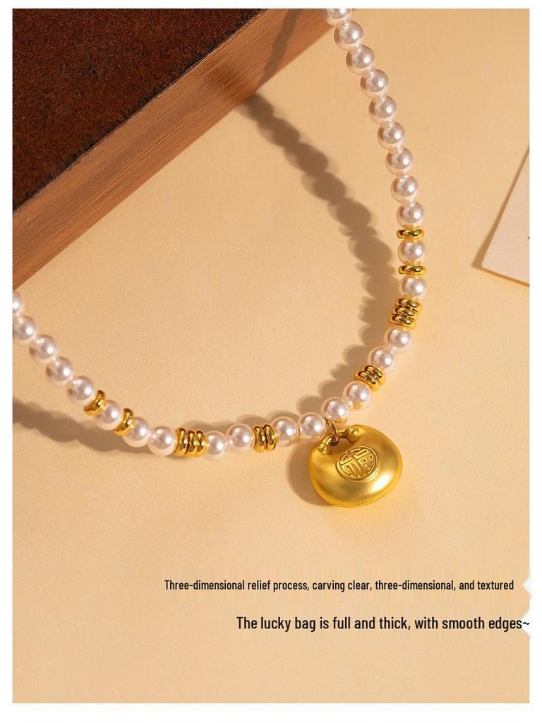 Elegant Pearl Pendant Necklace: Chinese Style Choker for Women - High-End Fashion Versatile Accessory