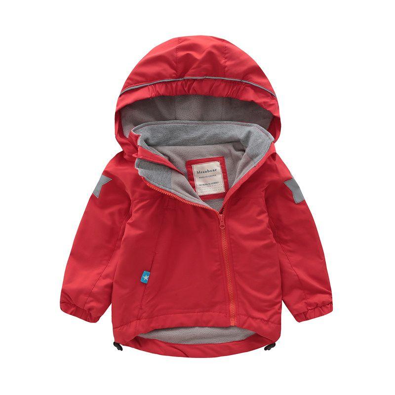 Boys and Girls Thick Windproof Hooded Oblique Zipper Shell Jacket