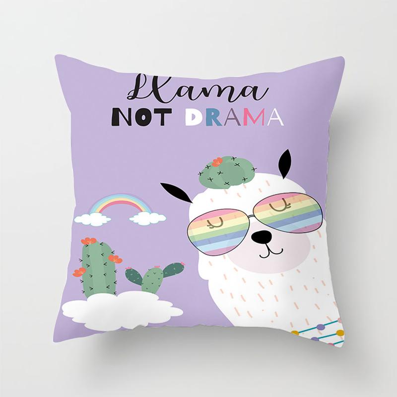 Cute Cartoon Printed Pillowcase Alpaca Decorative Home Sofa Office