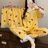 Leopard Print Women's Summer Short-Sleeve Cotton Pajama Set