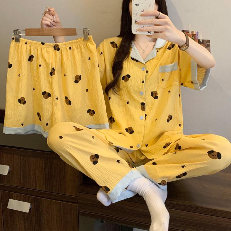 Leopard Print Women's Summer Short-Sleeve Cotton Pajama Set