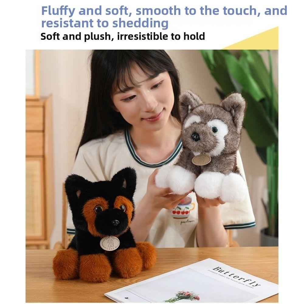Fluffy Sitting Little Wolf Dog Plush Toys Soft Lovely Companion Pets  Children Birthday Gift