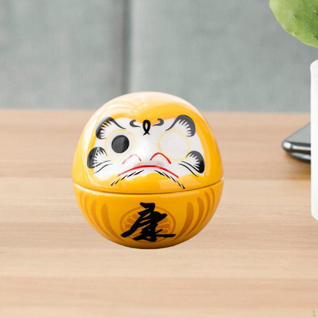 Kleine Keramik Daruma Puppe Japanische Kunst Skulptur Sammlerstück Tischmittelstück Dharma Dekoration
