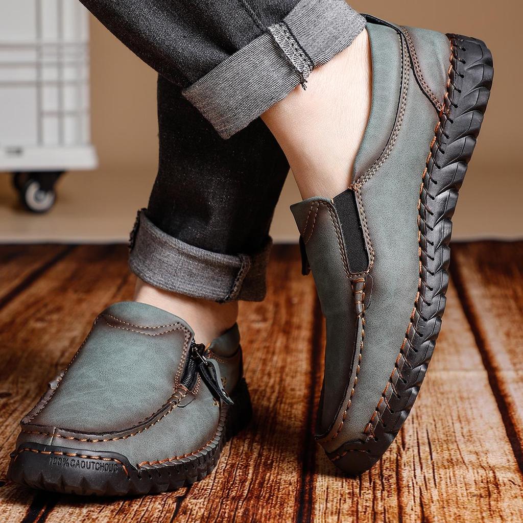 Ręcznie robione męskie buty casualowe z zamszu, wygodne i oddychające mokasyny, męskie buty biznesowe płaskie, buty do jazdy