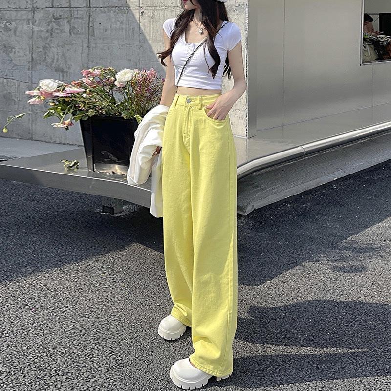 

Розовые широкие джинсы для женщин, прямые, свободные, летние, тонкие, с высокой талией, узкие и удлиненные, цветные, драпированные, в пол брюки 2XL