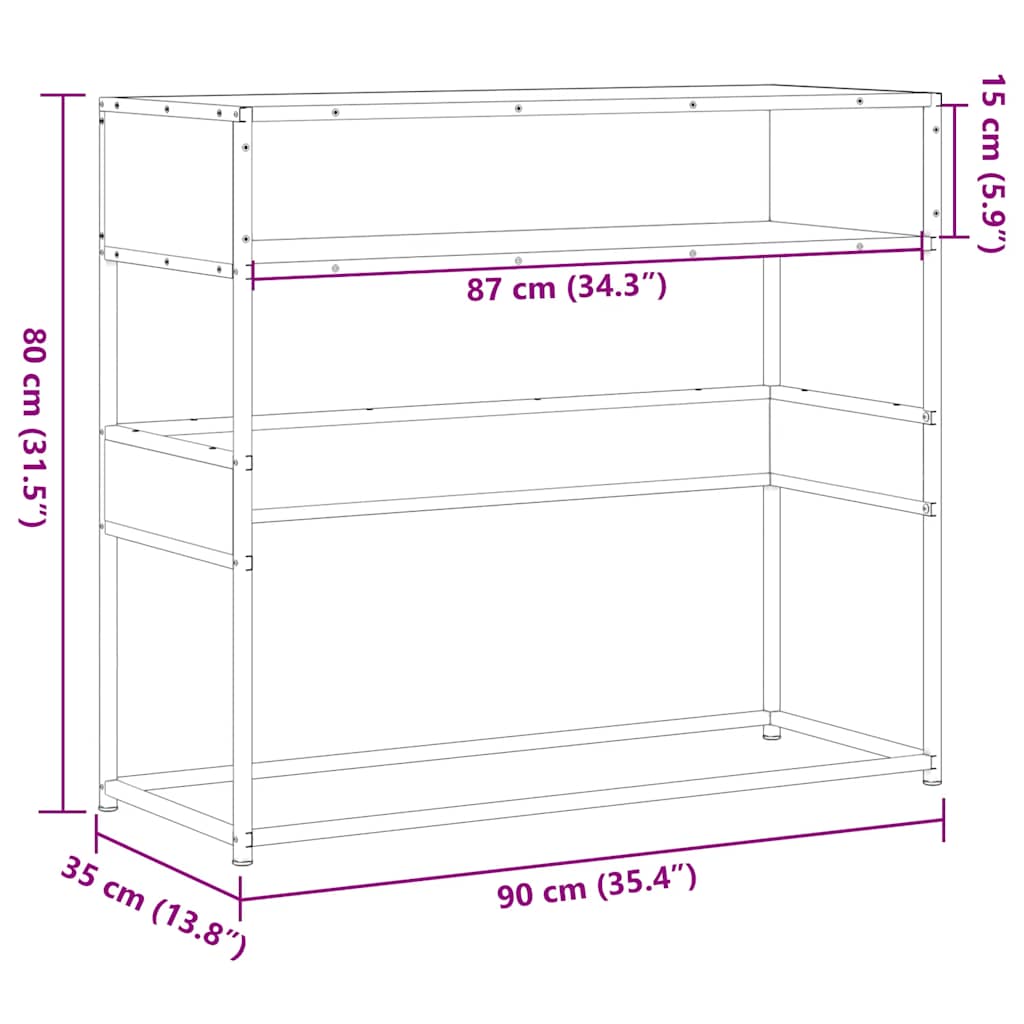 Sideboard Gray Sonoma 68 x 35 x 76 cm Particleboard and Metal