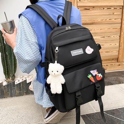 5PCS Cute Badge Women Backpack Harajuku Fashion Female Student Girls School Bag Large Capacity Light