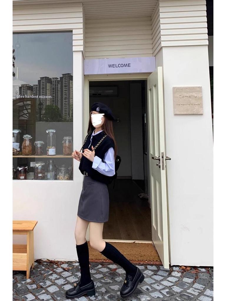 Spring 2024 Women's High-Waist A-Line College Style Mini Skirt