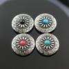 5 Pcs Leather Decorative Buttons Flower Buttons Imitation Turquoise Button for Jewellery Making Clothing Bag Dress
