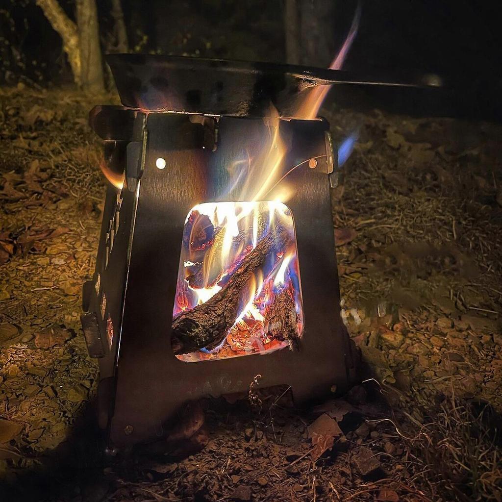 Stainless Steel Portable Folding Firewood Stove Camping Barbecue Stove