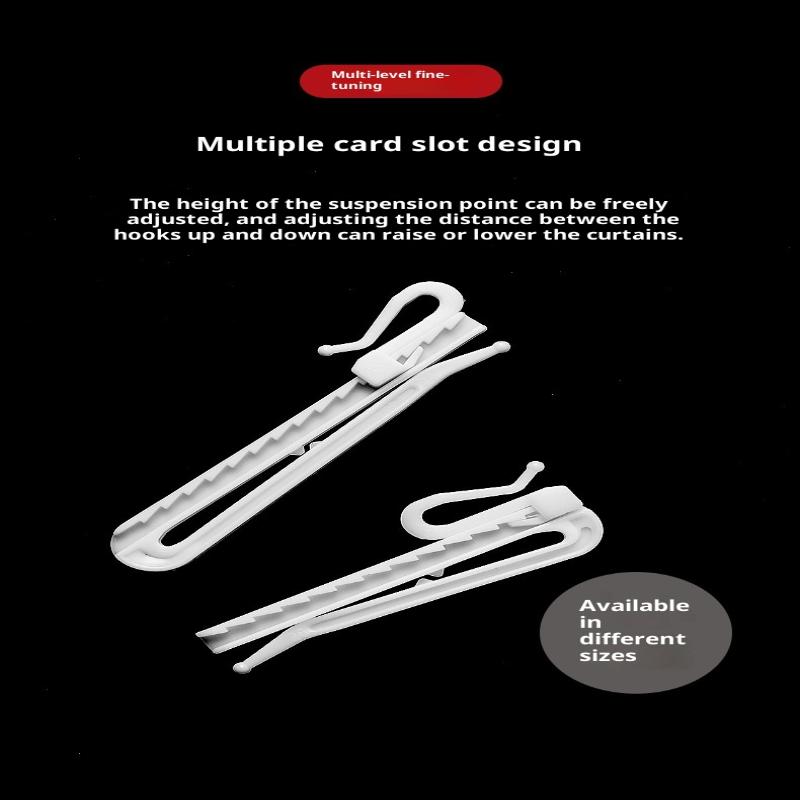 50Pcs Curtain Hanging Hooks Ring Window White Plastic Thickened Adjustable Height Curtain Hook For Home Curtain High Quality