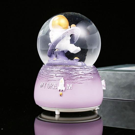 Rhinestone Snow Globe Delicate Adorable Eye-catching Resin Music Space Astronaut Snow Globe for Kids