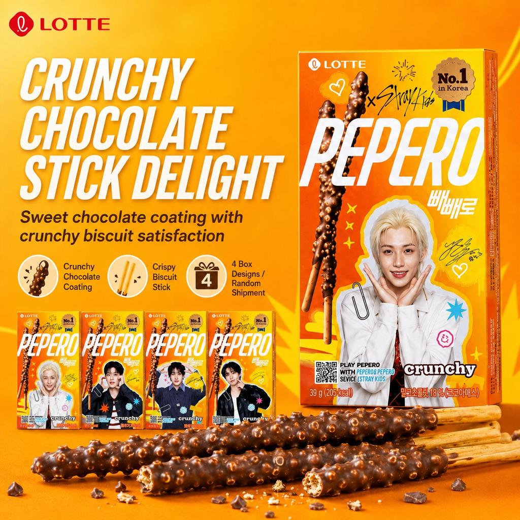 Lotte Pepero Knusprige Schokoladenkeksstäbchen 39g Boygroup Version Zufällige Lieferung