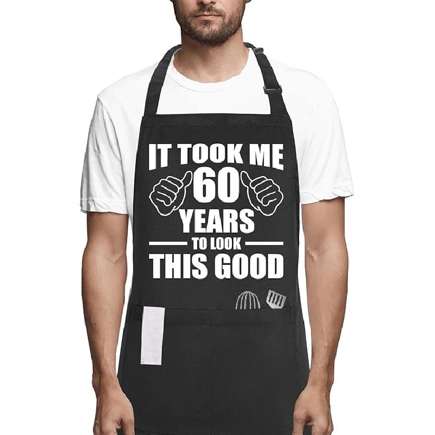 60th birthday gifts for women Men, Funny Chef Aprons with Pockets for 60 year old birthday gift