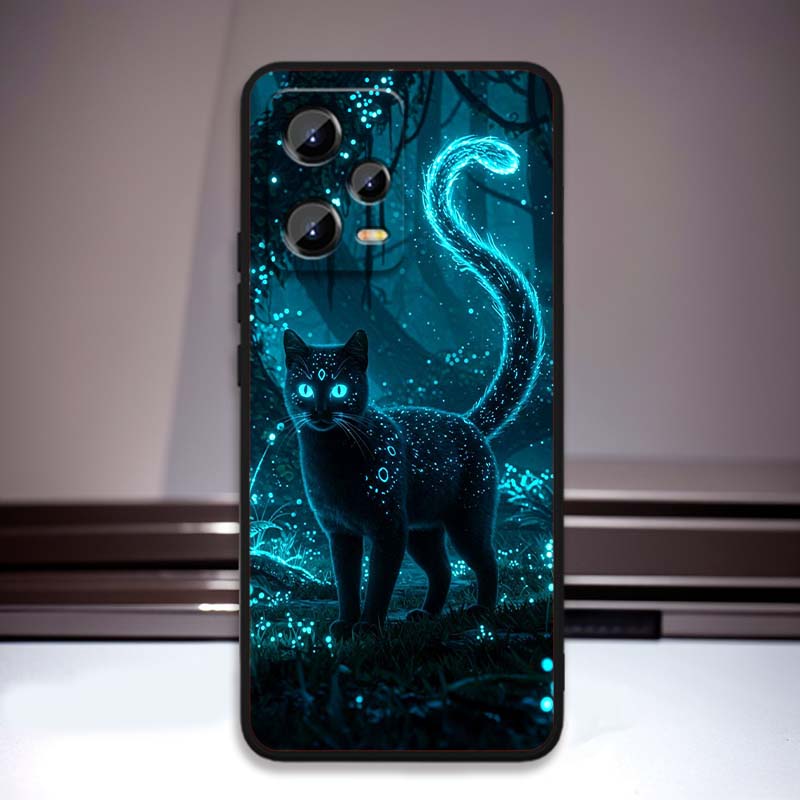 Cartoon Cat Cute For Xiaomi Redmi Note 15 14 13 12 12S 11E 11 11S Pro Plus 4G 5G Black Soft TPU Phone Case