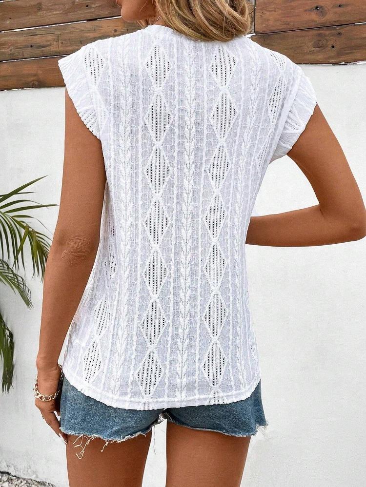 Women's Casual Jacquard Round Neck Short Sleeve Loose T-shirt Summer New Fashion