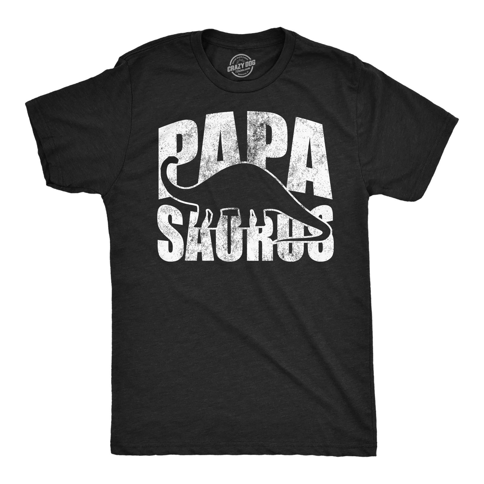 Mens Papasaurus Funny T Shirts Awesome Fathers Day Dino Graphic Tee for Dads S