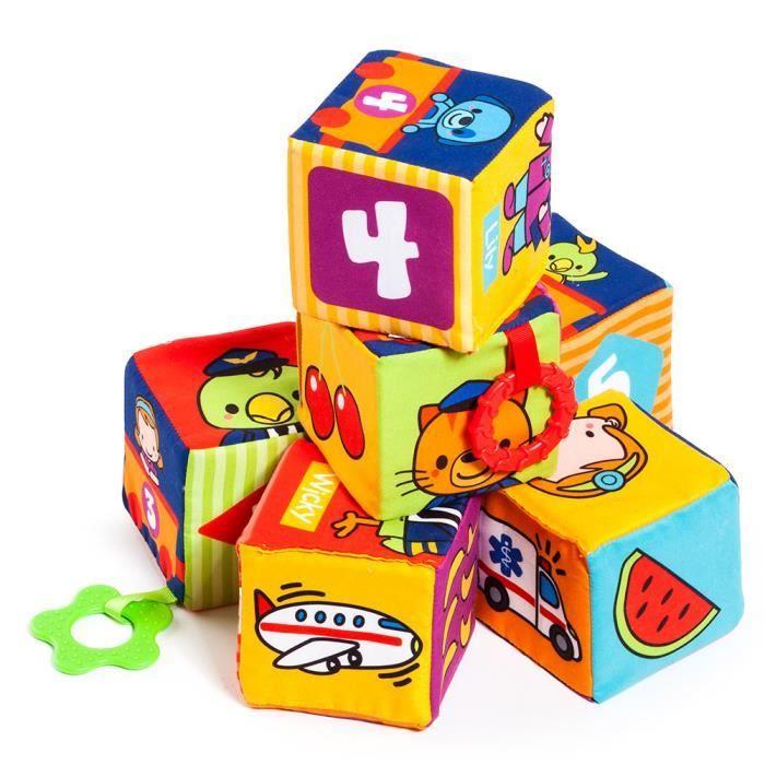 Blocs mous en tissu d'apprentissage - MOLTO - Cubes &amp; Fun - Bleu - Multicolor - Mixte