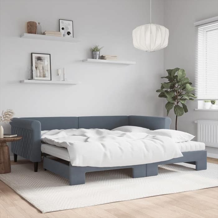 VidaXL Lit de Jour et Lit Gigogne et Matelas, Canapé-lit, Lit d'Invité, Meuble de Chambre à Coucher Salle de Séjour, 3197803