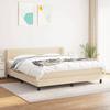 Maison Exclusive - Estrado de ripas de cama com colchão Creme 180x200 cm Tecido