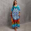 Beach Vacation Loose-Fit Rayon Print Cover-Up Shirt
