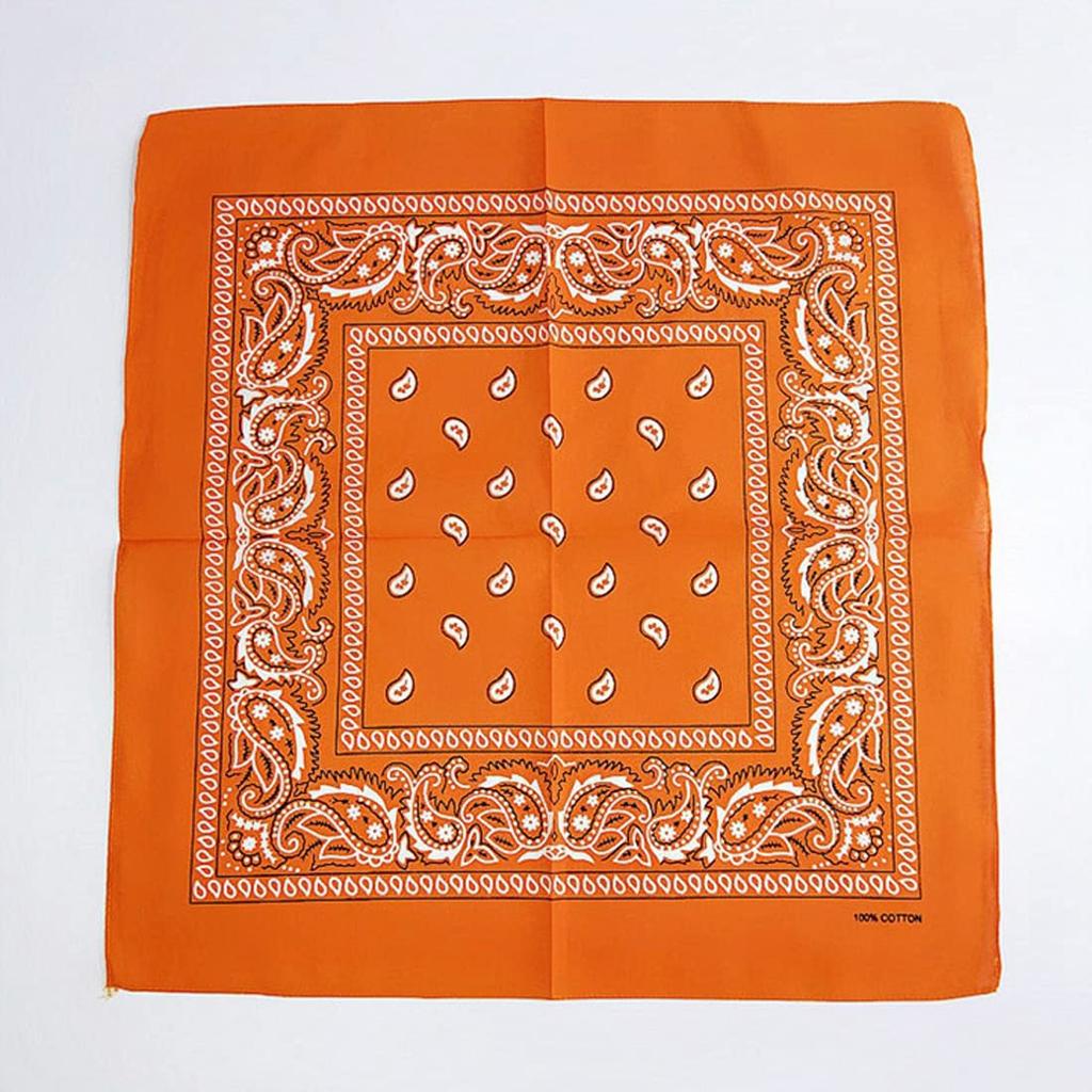 Trifong bandana orange 100% cotton handkerchief paisley pattern adult stylish cotton cashew pattern bandana men's women's unisex 55cm x 55cm KC-D
