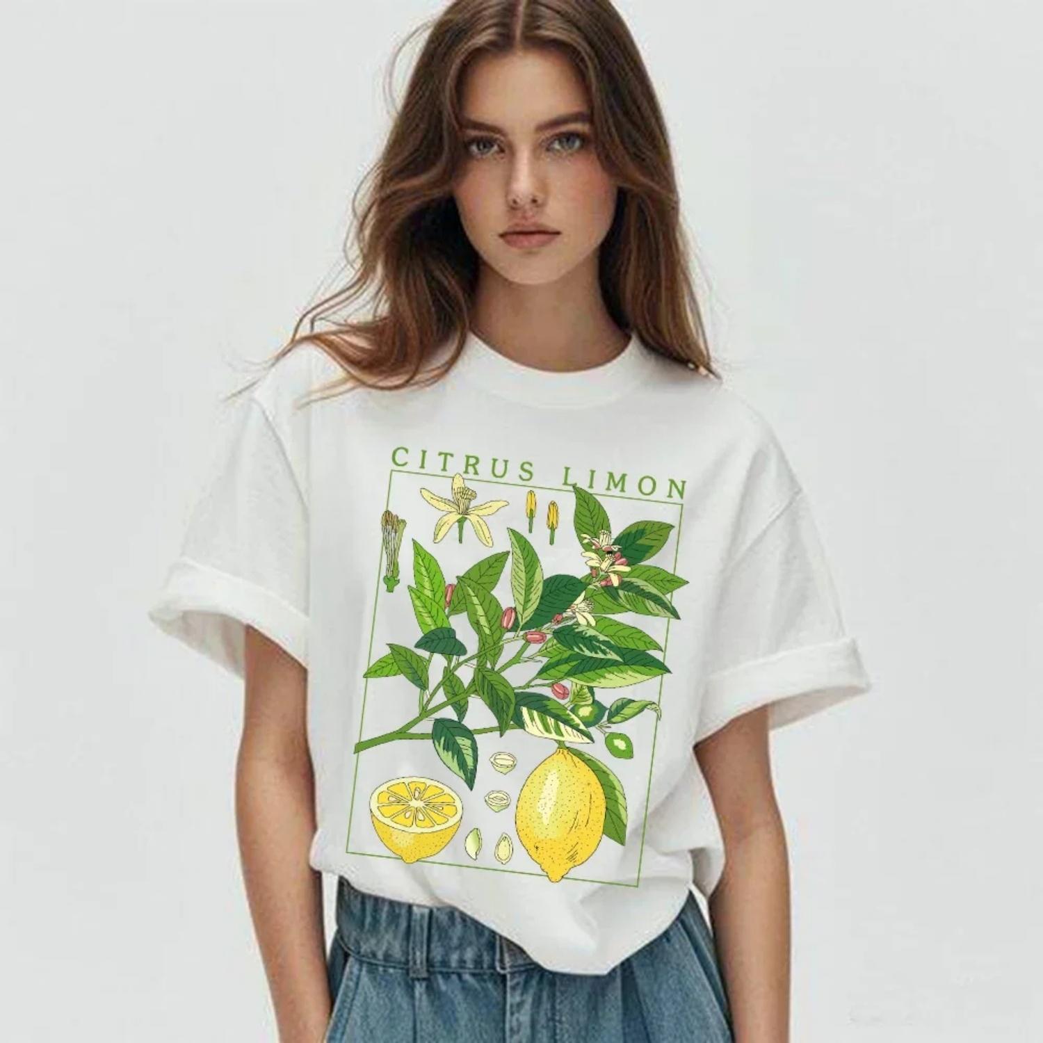

6253-Lemons Funny T Shirts Women Western Vintage Rodeo Graphic Tshirt Hippie Boho T-shirt Tops Female Clothing XXXXXL білий