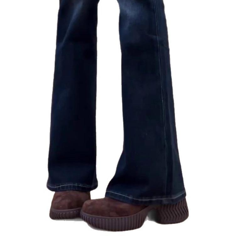 Retro Round-toe Platform Wedge Heel Women's Shoes, Heightening Shoes