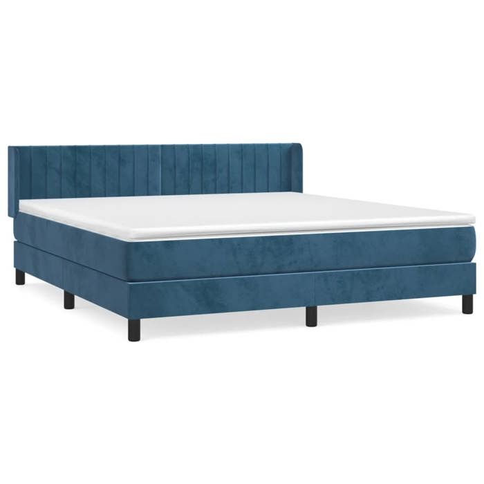 3131091 vidaXL Divan Bed and Mattress Dark Blue 160x200cm Velvet