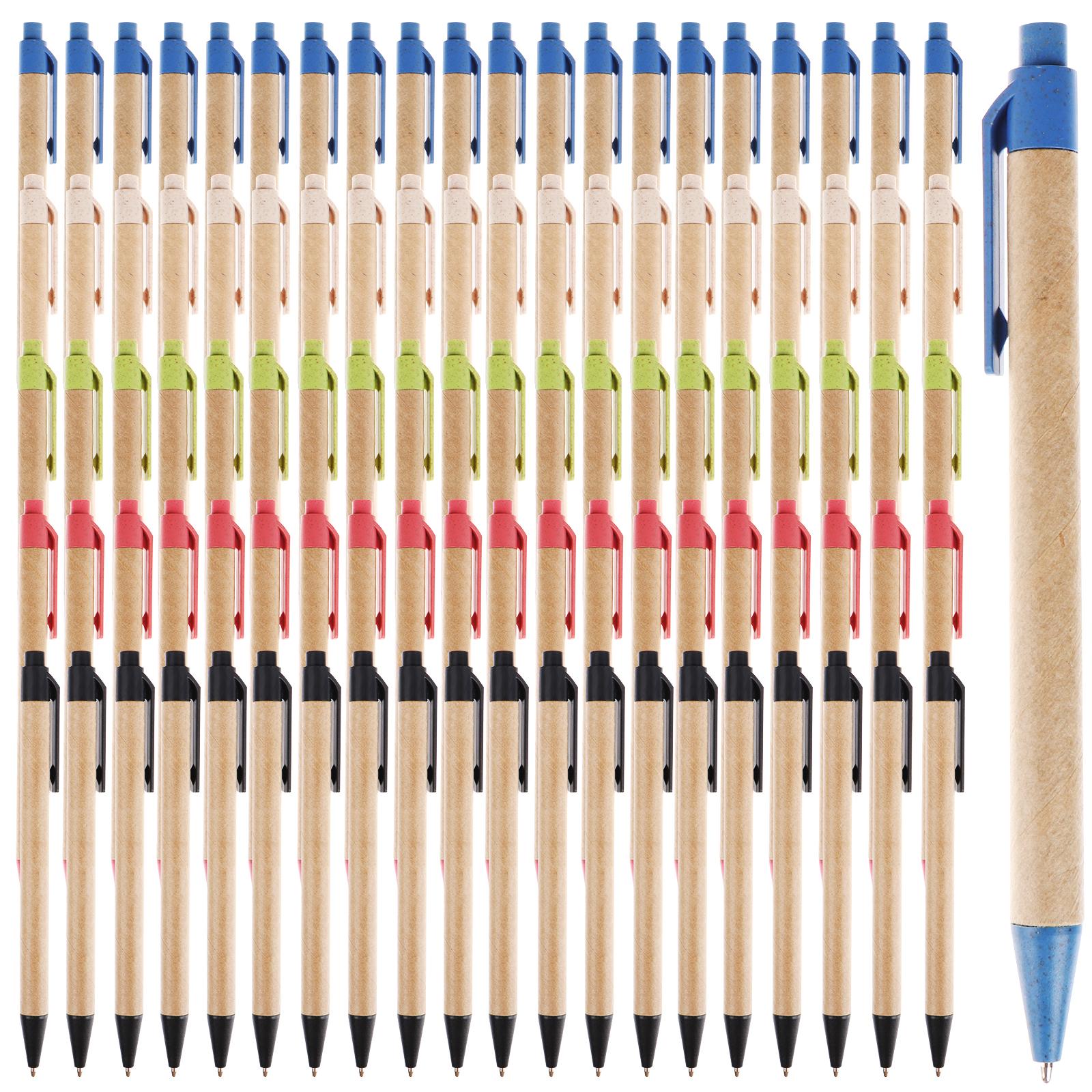 

100 Pcs Retractable Ballpoint Pens Eco Friendly Pens Medium Point (1.0Mm)