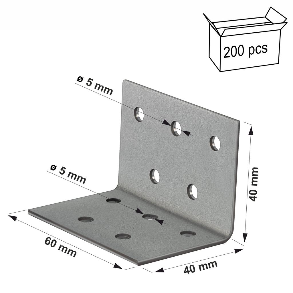 Perforated angle connector ANPS204460 40X40X2.0X60mm