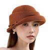 Elegant curled top hat women's spring and summer new sunscreen breathable advanced sense basin hat fashionable face small sun hat hollow
