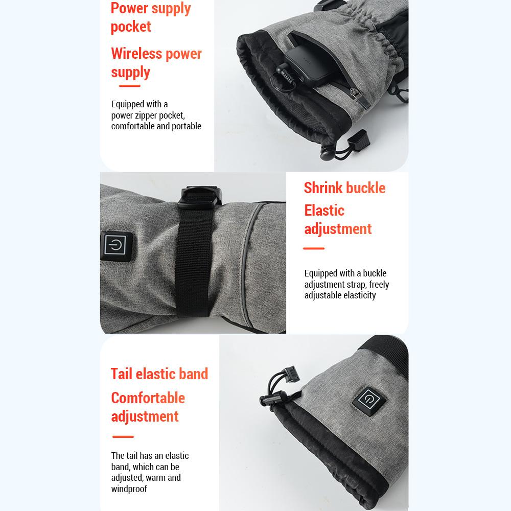 Electric Heated Gloves Waterproof Winter Gloves with 3 Heating Levels for Outdoor Sports